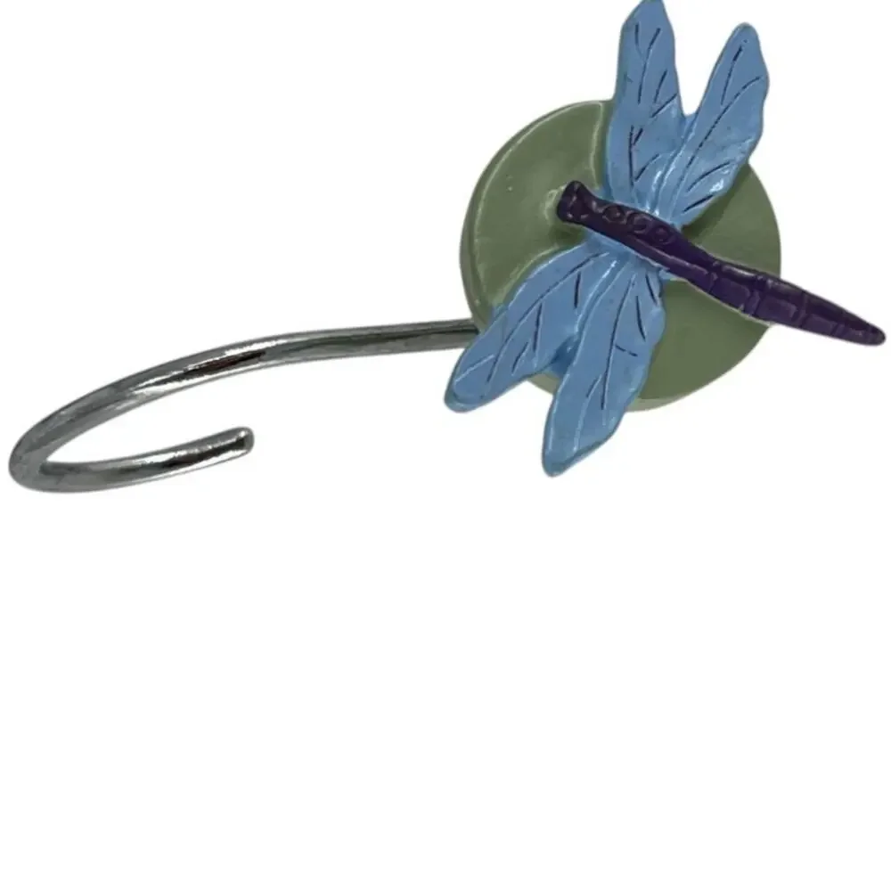 Dragonfly Accent Shower Curtain Rings Hooks Nature Inspired Bath Decor